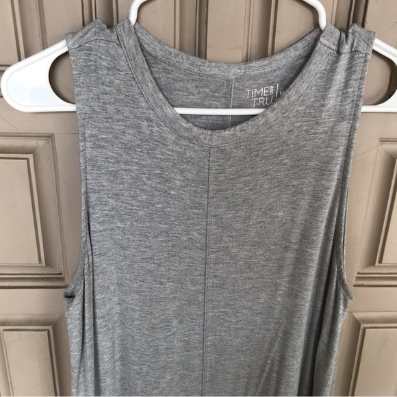 Time and Tru SzM Summer Tee Shirt Dress Sleeveless Knee Length Gray - Picture 5 of 5